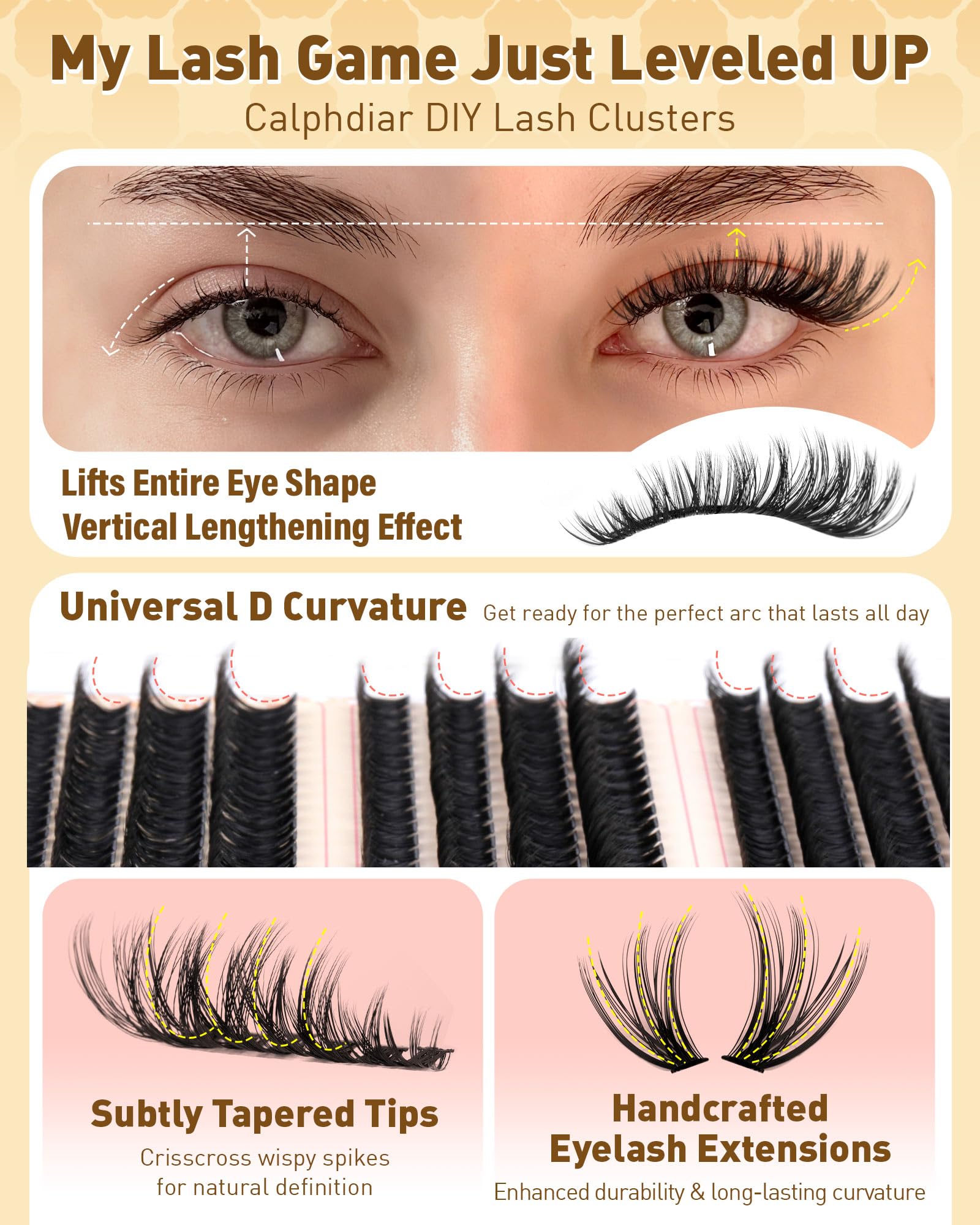 Calphdiar Mink-like fiber lashes provide skin-friendly, comfortable wear.