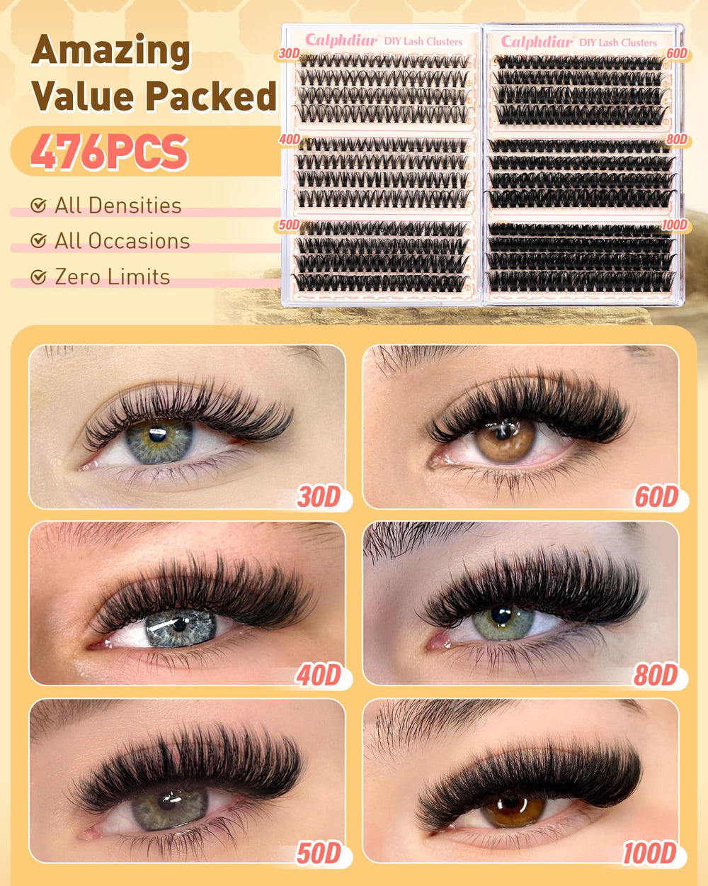 Calphdiar Wispy D-curly lashes 10-16mm offer lightweight comfort.