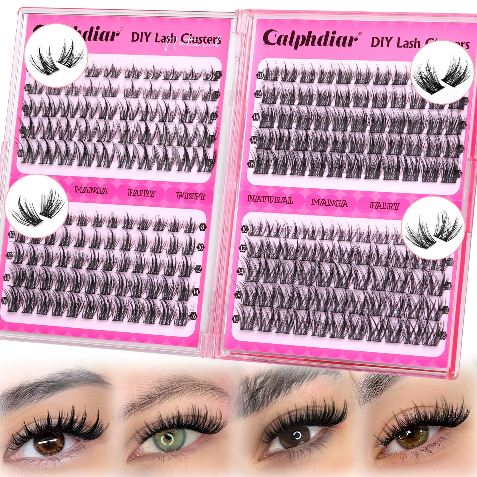 Calphdiar wispy lash clusters mega pack 220pcs provides natural daily enhancement.