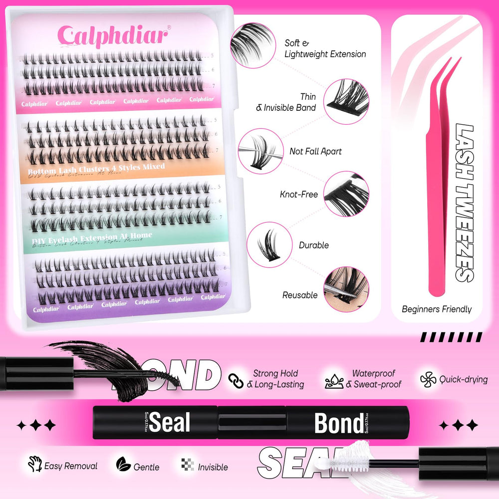 Calphdiar wispy lower lashes create balanced eye definition.