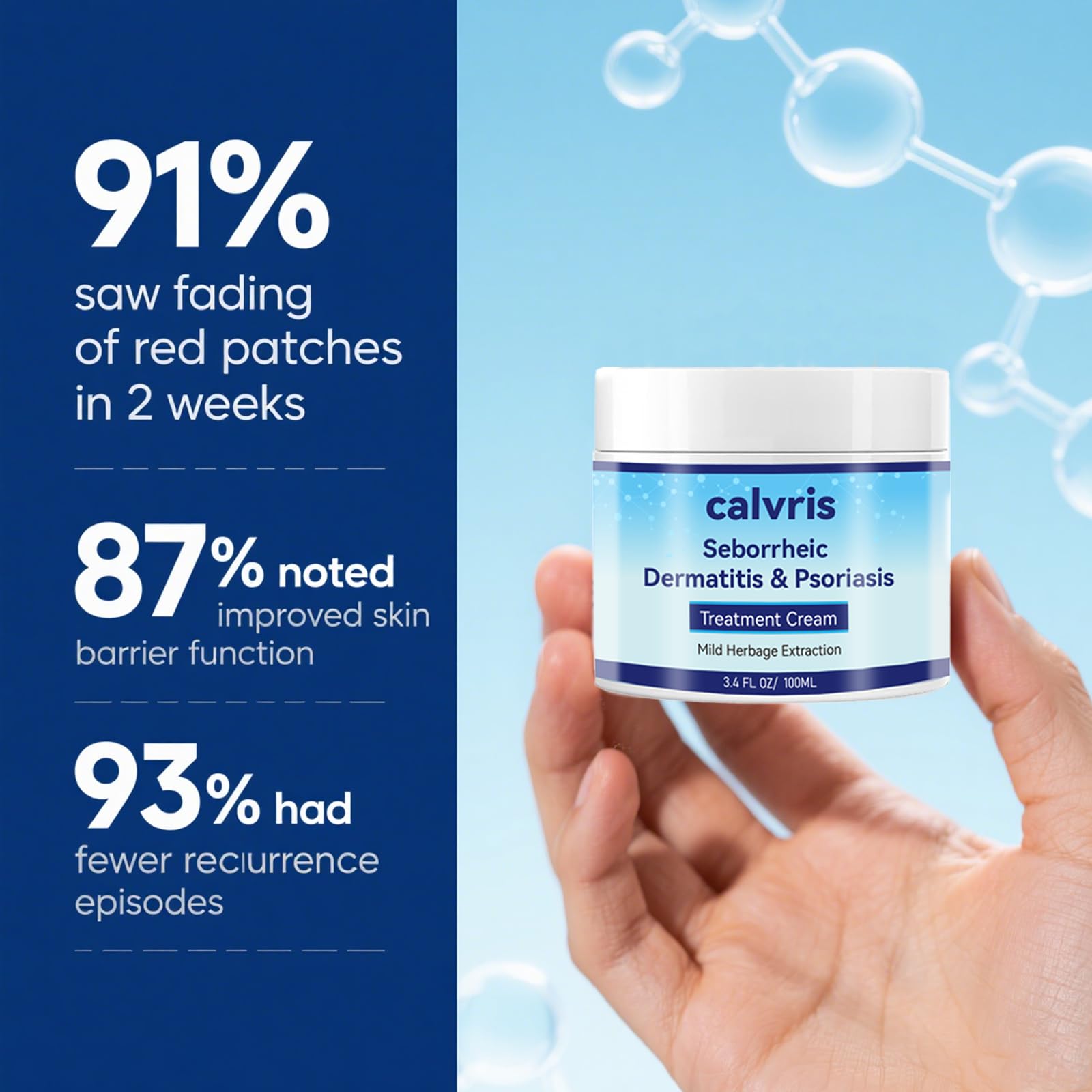 Calvris Scalp Comfort Balm packaging emphasizes clean, fragrance-free formulation