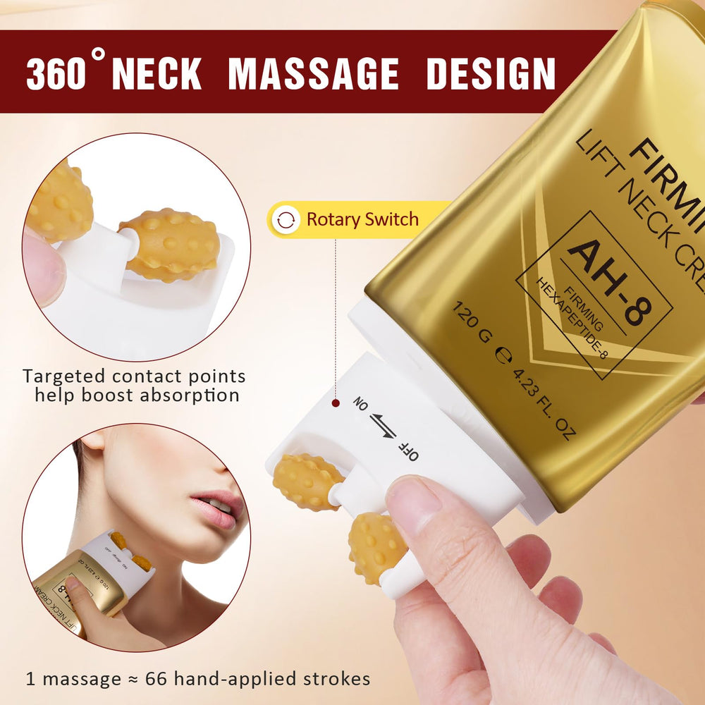 Calyphra PEAQ neck-chest firming shot emphasizes lifting beyond the neck