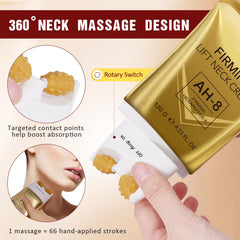 Calyphra PEAQ neck-chest firming shot emphasizes lifting beyond the neck