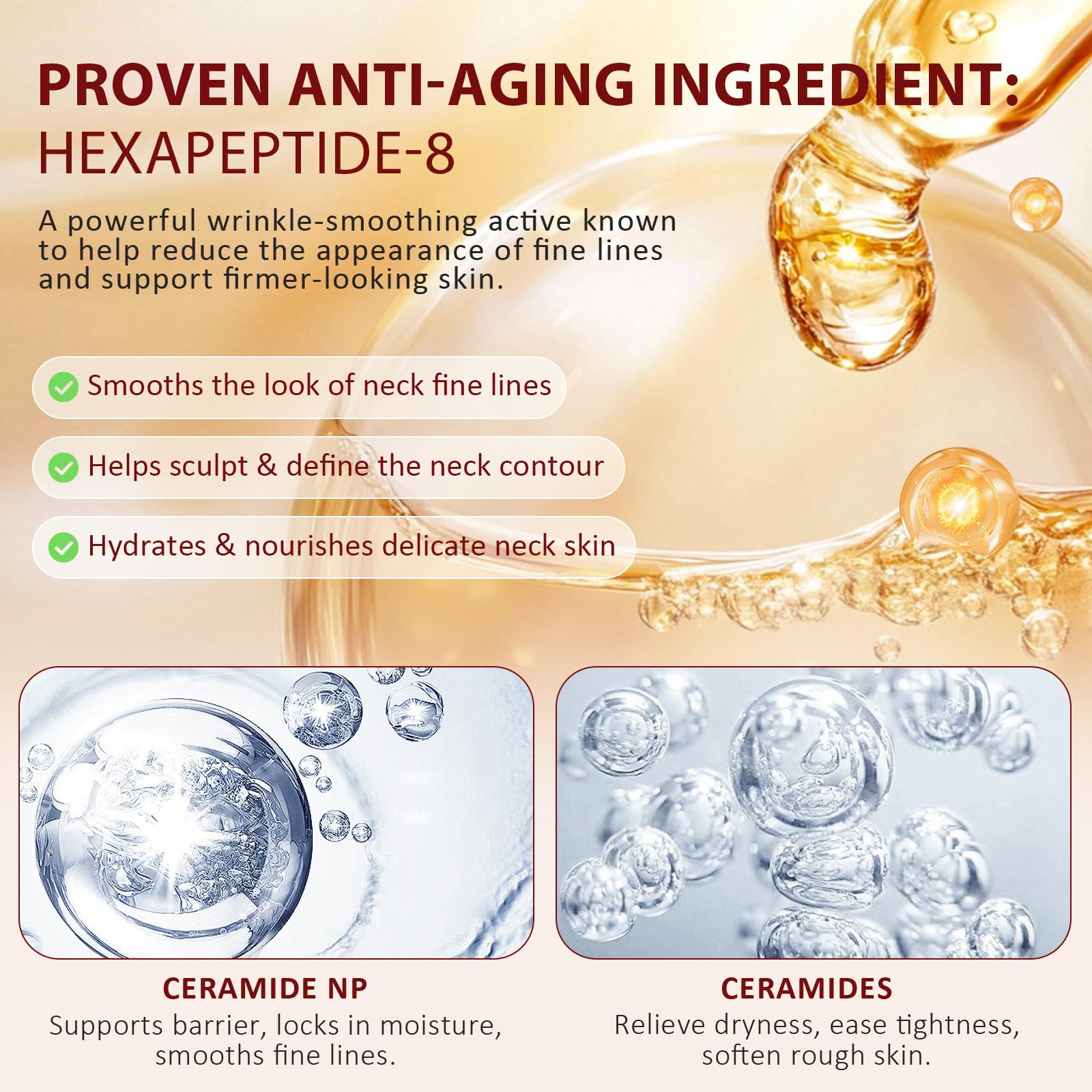 Calyphra PEAQ neck roller application distributes evenly and absorbs quickly