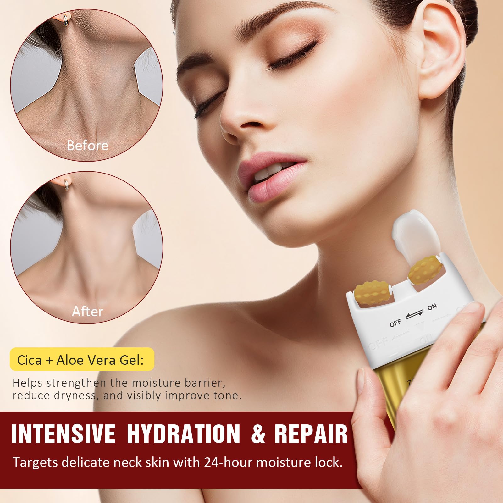 Calyphra PEAQ roller dispensing action demonstrates controlled cream release