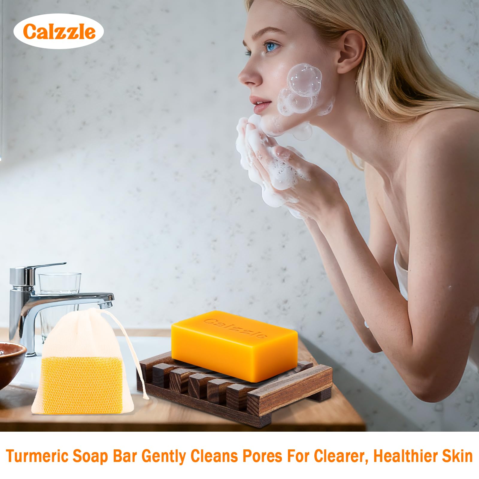 Calzzle Kojic Acid Soap 4-pack gift-ready packaging for brightening routines