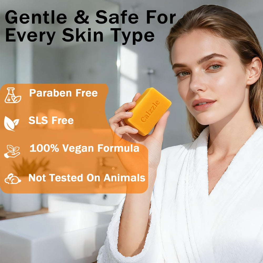Calzzle Kojic Acid Soap net in use enhances gentle exfoliation during cleansing