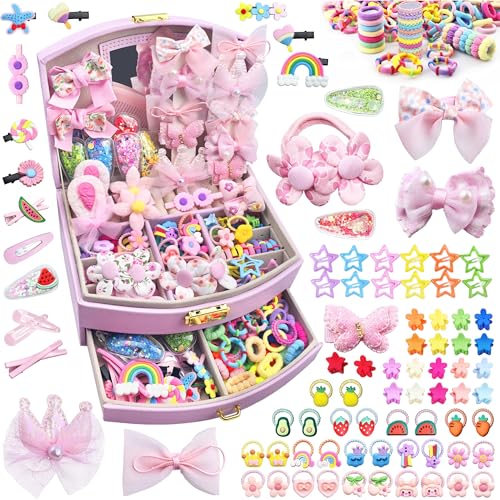 CAMBIODV 252pcs hair accessories set for kids enhances daily styling with colorful clips and bows.