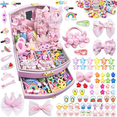 CAMBIODV 252pcs hair accessories set for kids enhances daily styling with colorful clips and bows.