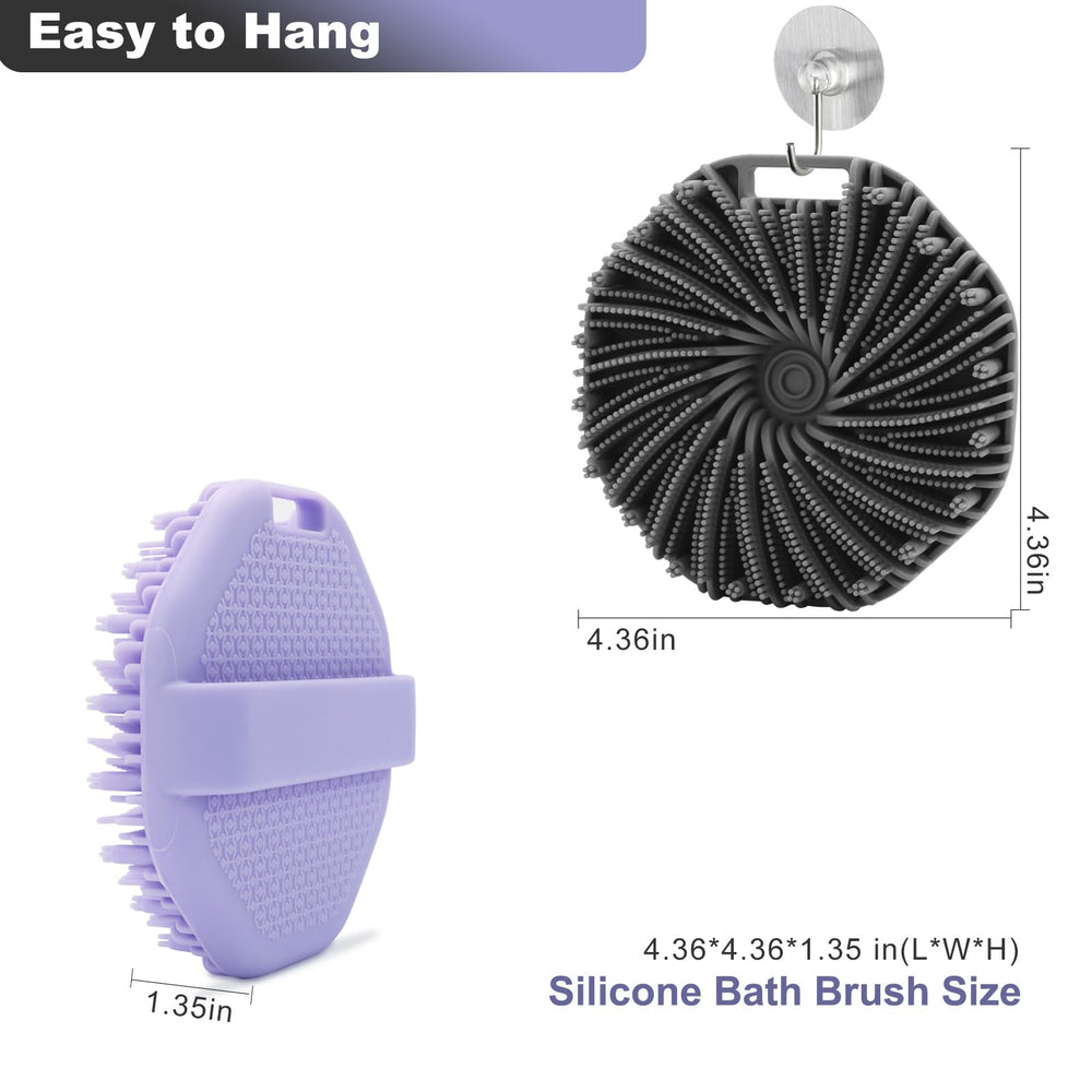 CAMENDE shower scrubber with non-slip handle stays secure in wet conditions.