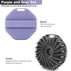 CAMENDE silicone scrubber close-up highlights massage columns for spa-like cleansing.