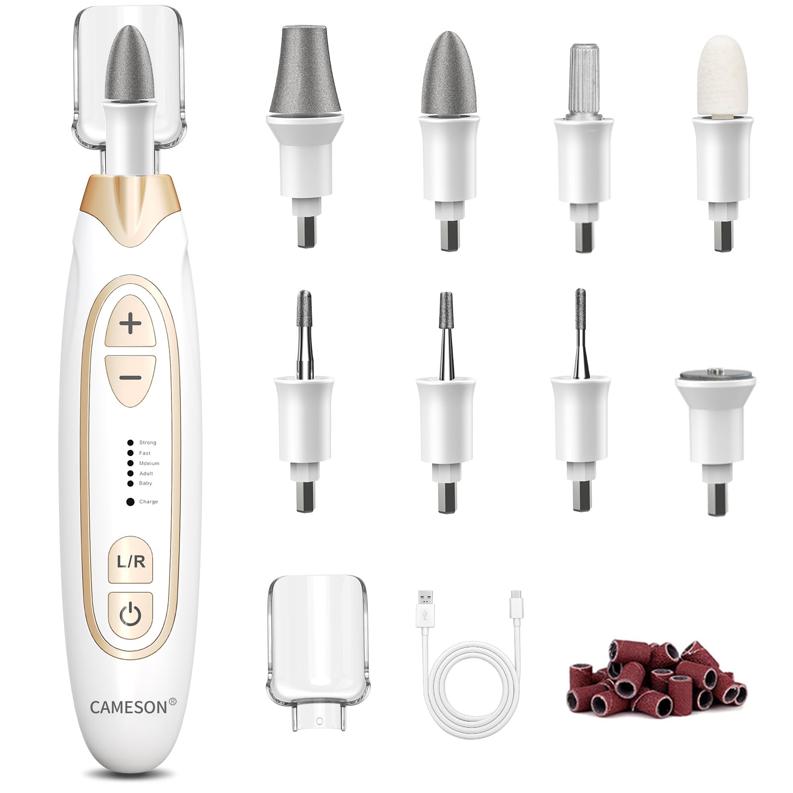 CAMESON cordless electric nail file kit shown in full for at-home nail care