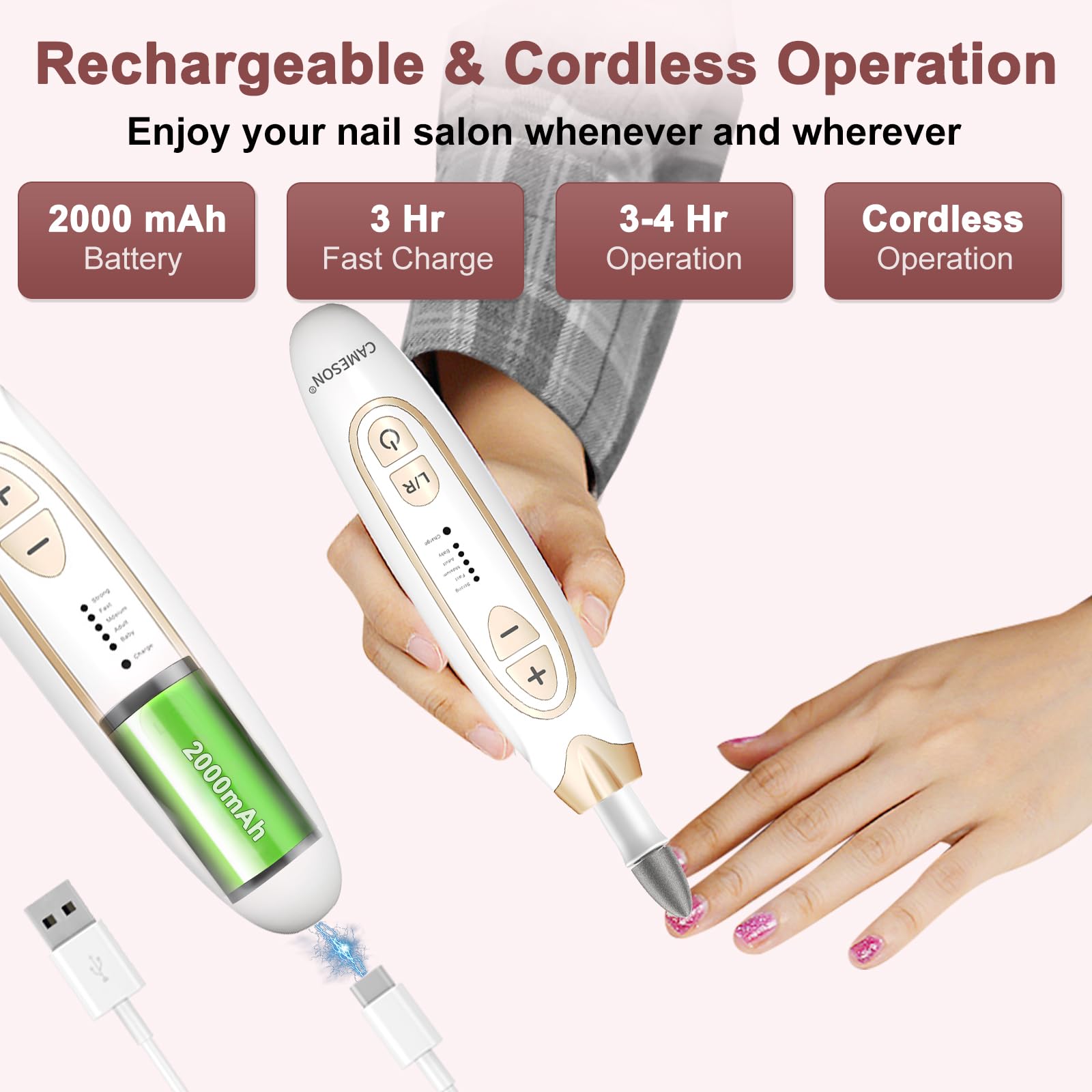 CAMESON drill bits set for versatile nail care tasks