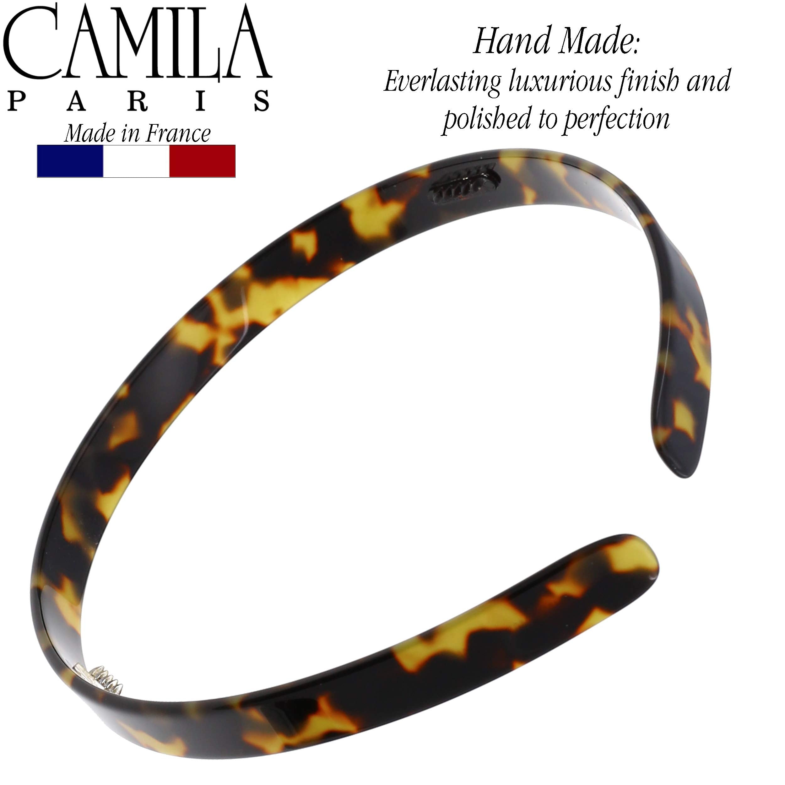 Camila Paris CP2003 headband shows durable cellulose acetate construction in close-up.