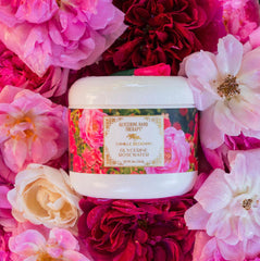 Camille Beckman glycerine hand therapy cream rosewater fragrance image emphasizes delicate floral scent