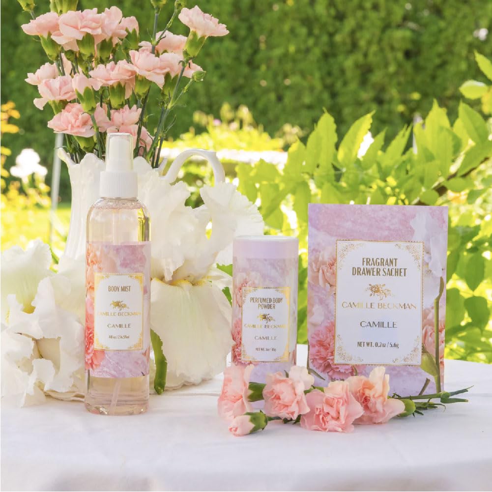 Camille Beckman talc-free powder ideal for hot weather and shoes.