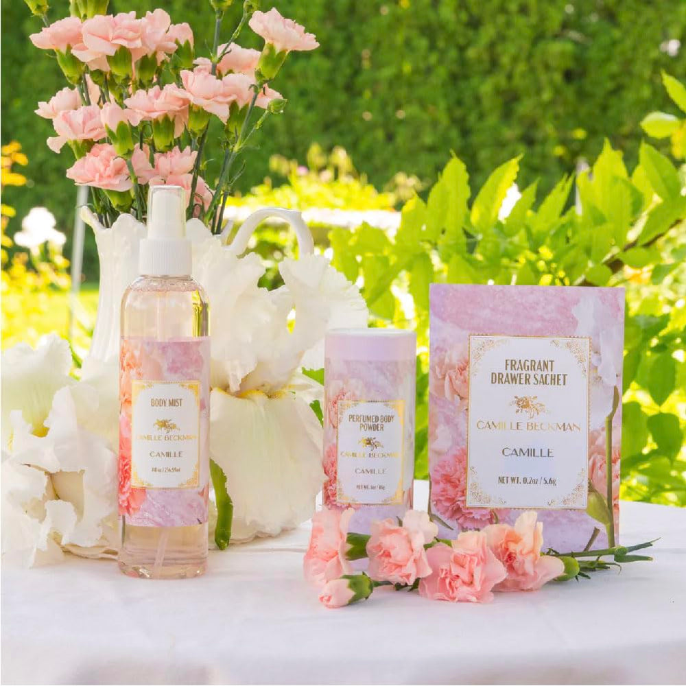 Camille Beckman talc-free powder ideal for hot weather and shoes.