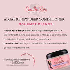 Camille Rose Algae Renew application demonstrates detangling and conditioning.