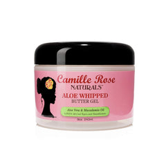 Camille Rose Aloe Whipped Butter Gel bottle shows lightweight moisture and hold