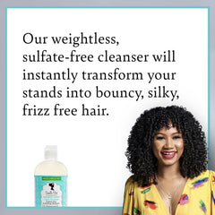 Camille Rose Coconut Water Curl Cleanse ingredients featuring coconut water and oils nourishing curls