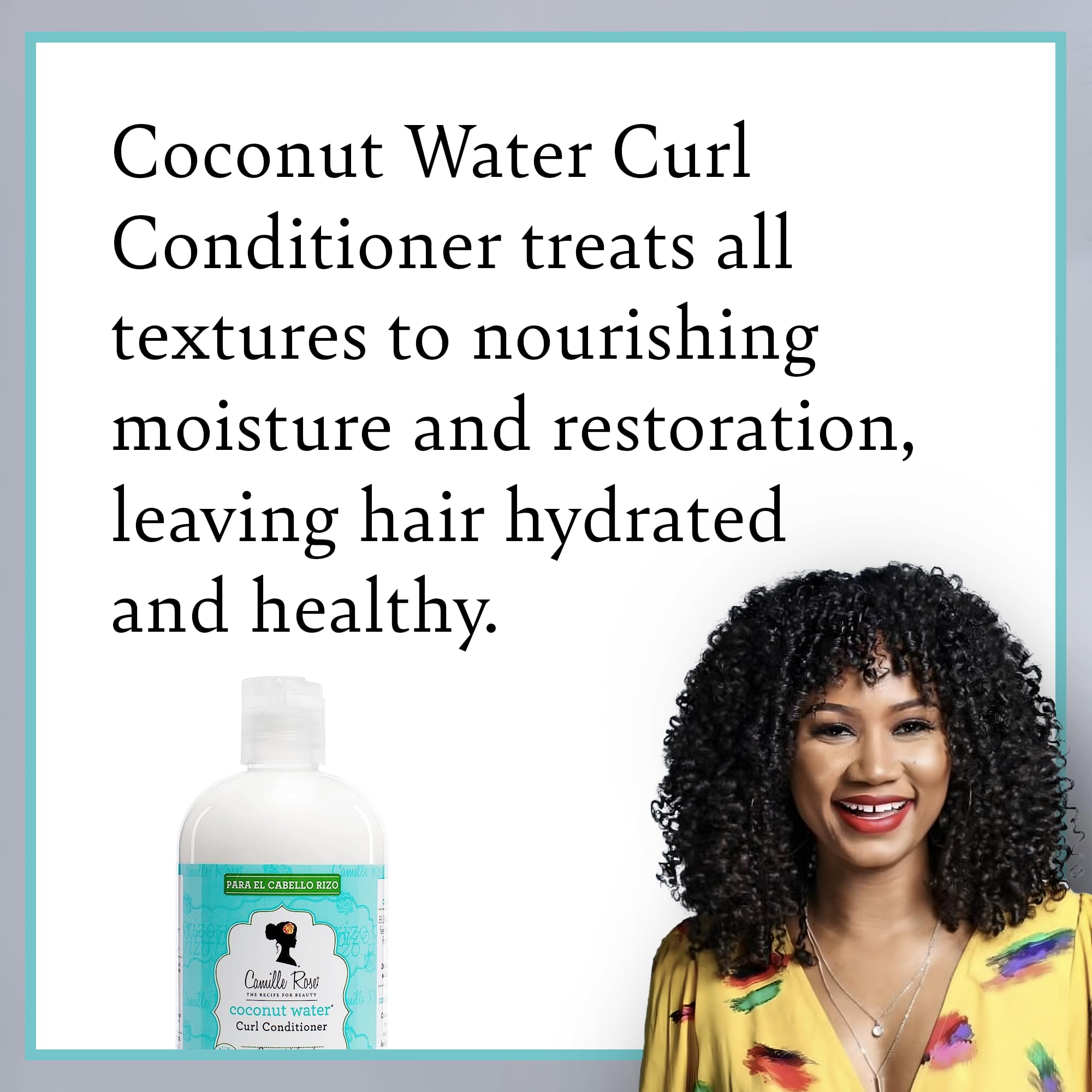 Applying Camille Rose Coconut Water Curl Conditioner to wet curls for detangling ease.