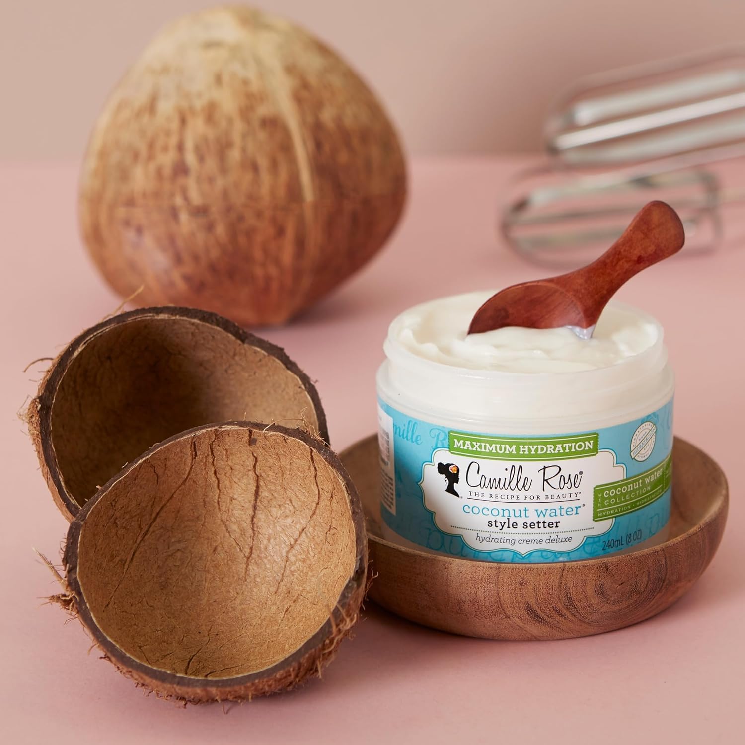Camille Rose Coconut Water Style Setter twist hairstyle showing frizz control.