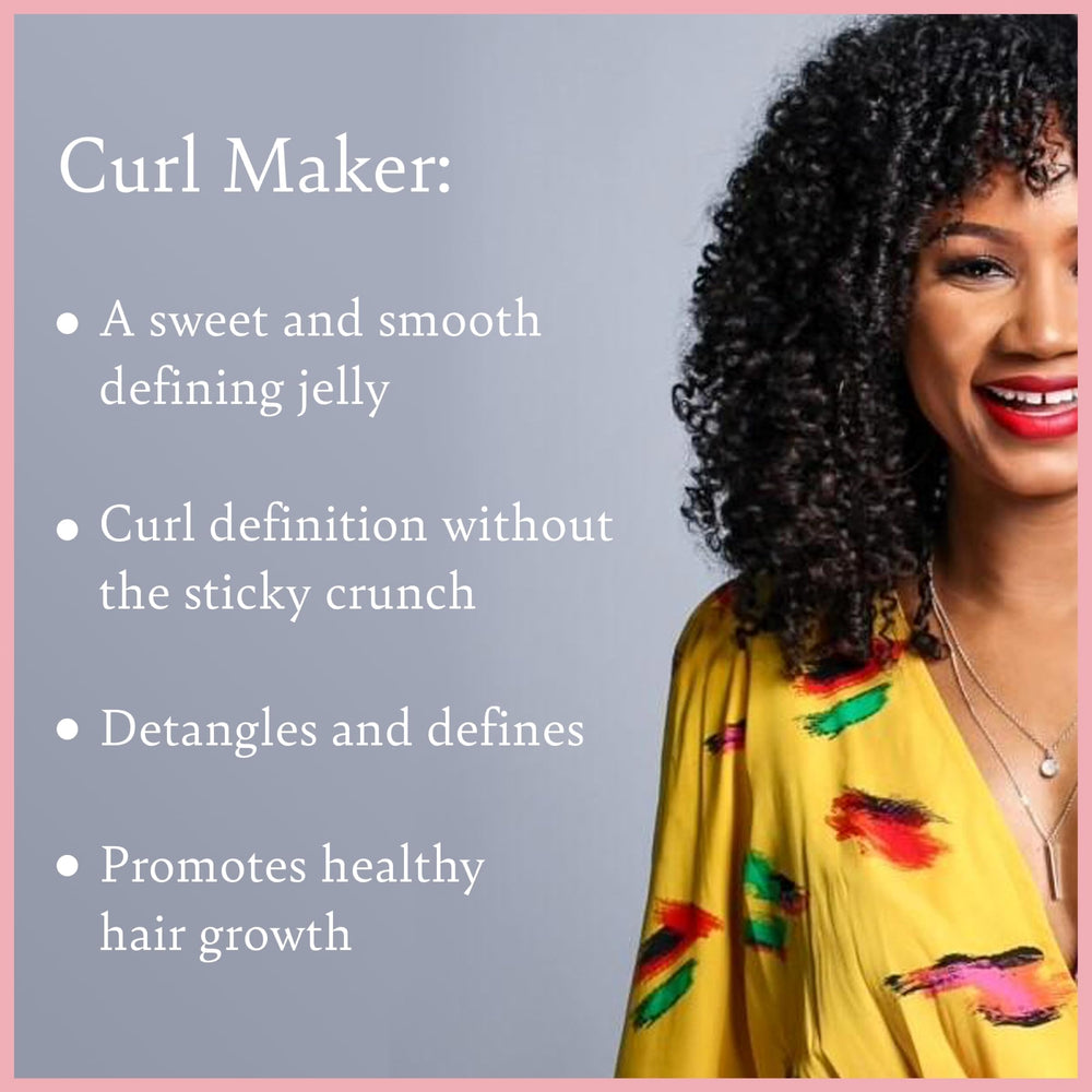 Camille Rose Curl Maker hands applying gel to curls for even distribution.