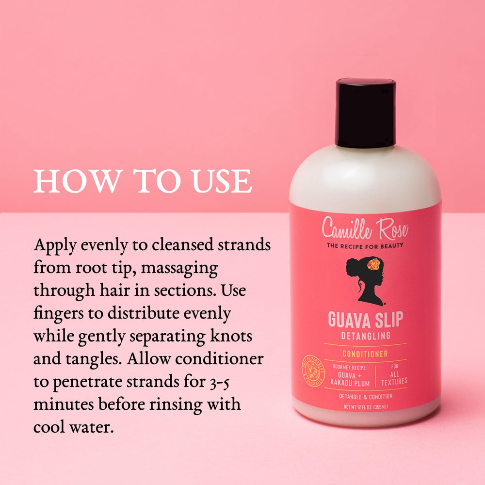 Camille Rose Guava Slip detangled hair ready for styling