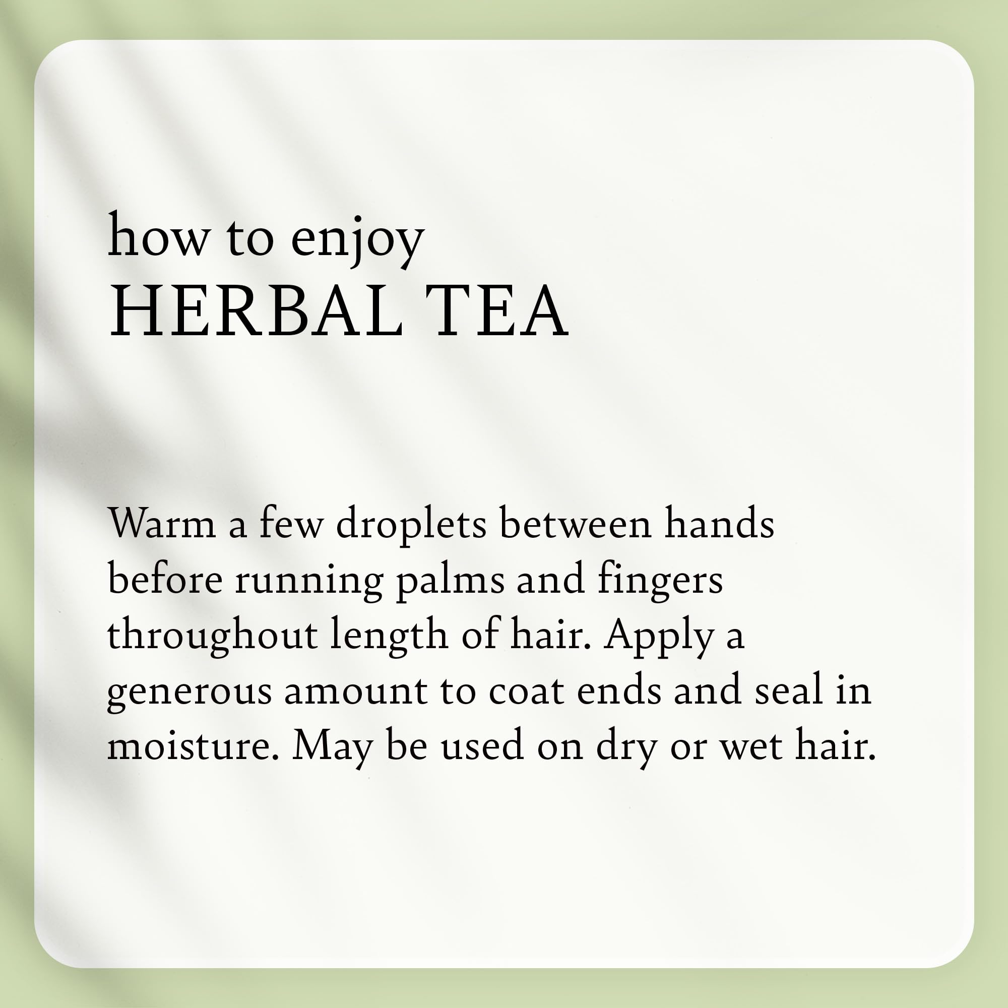 Camille Rose Herbal Tea Leave-In Oil ingredients highlight nettle and lavender for strength.