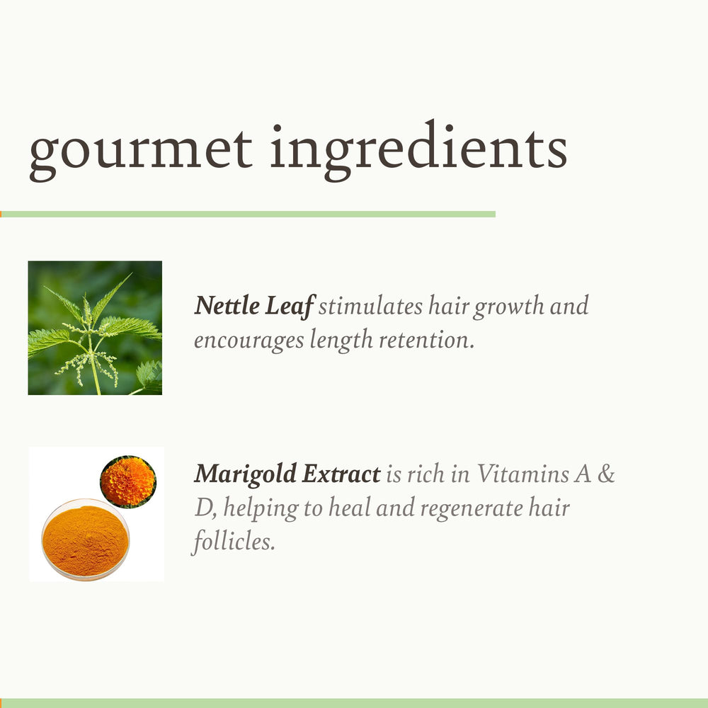 Camille Rose Herbal Tea Leave-In Oil on hair offers smooth ends and improved shine.