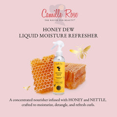 Camille Rose Honey Dew spray on curly hair for daily refresh