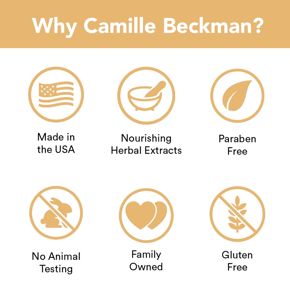 Camille Beckman product shot highlights 8 oz size and packaging.