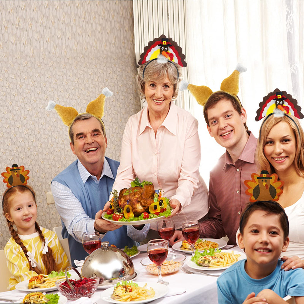 Camlinbo turkey headband style 3 worn during family gathering for photos