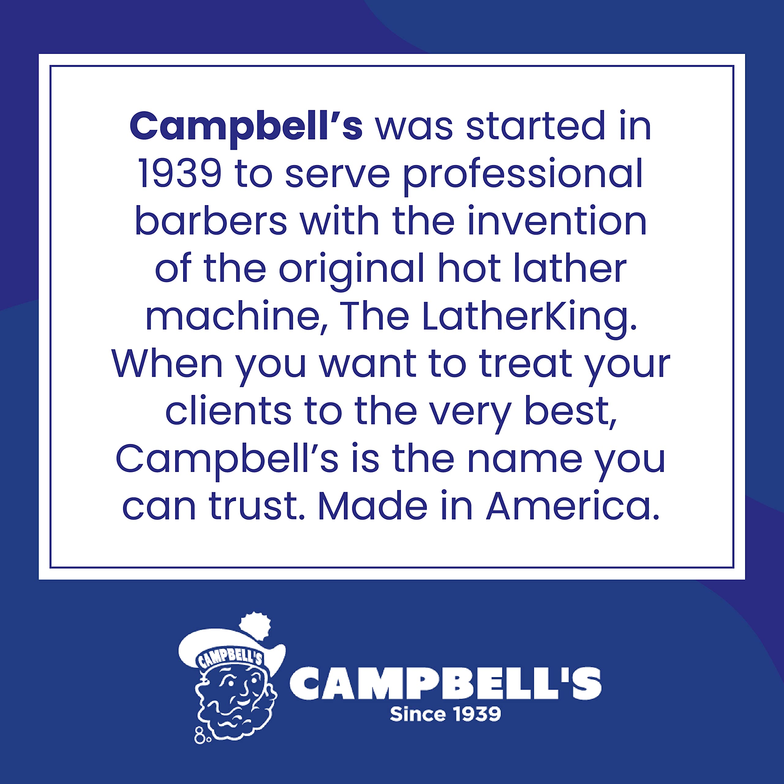 Campbell's 64oz packaging emphasizes durable premixed shave cream for frequent use.