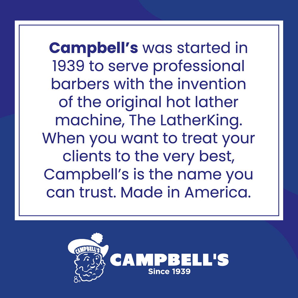 Campbell's 64oz packaging emphasizes durable premixed shave cream for frequent use.