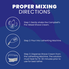 Campbell's dense-lather close-up highlights thick, luxurious foam for a smoother shave.