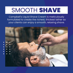 Campbell's LatherKing-ready cream shows compatibility with hot lather machines for improved efficiency.