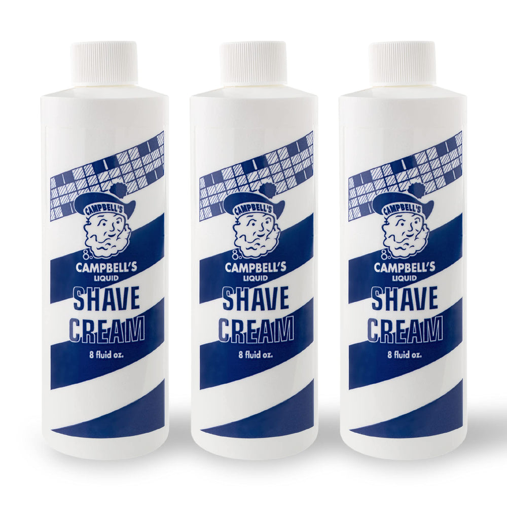 Campbell’s Liquid Shave Cream in LatherKing cup delivering thick, even lather for quick prep.