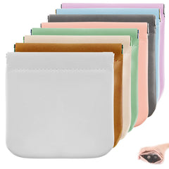 CANIPHA dark gray lambskin pocket cosmetic bag holds lipstick and headphones for on-the-go touchups.