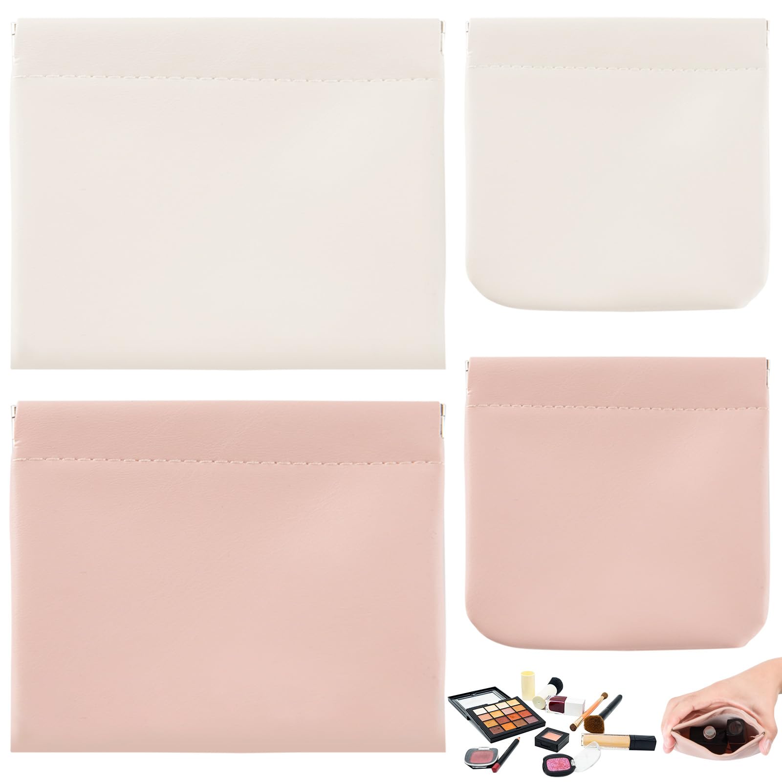 CANIPHA large beige makeup pouch showing compact travel storage for cosmetics on the go