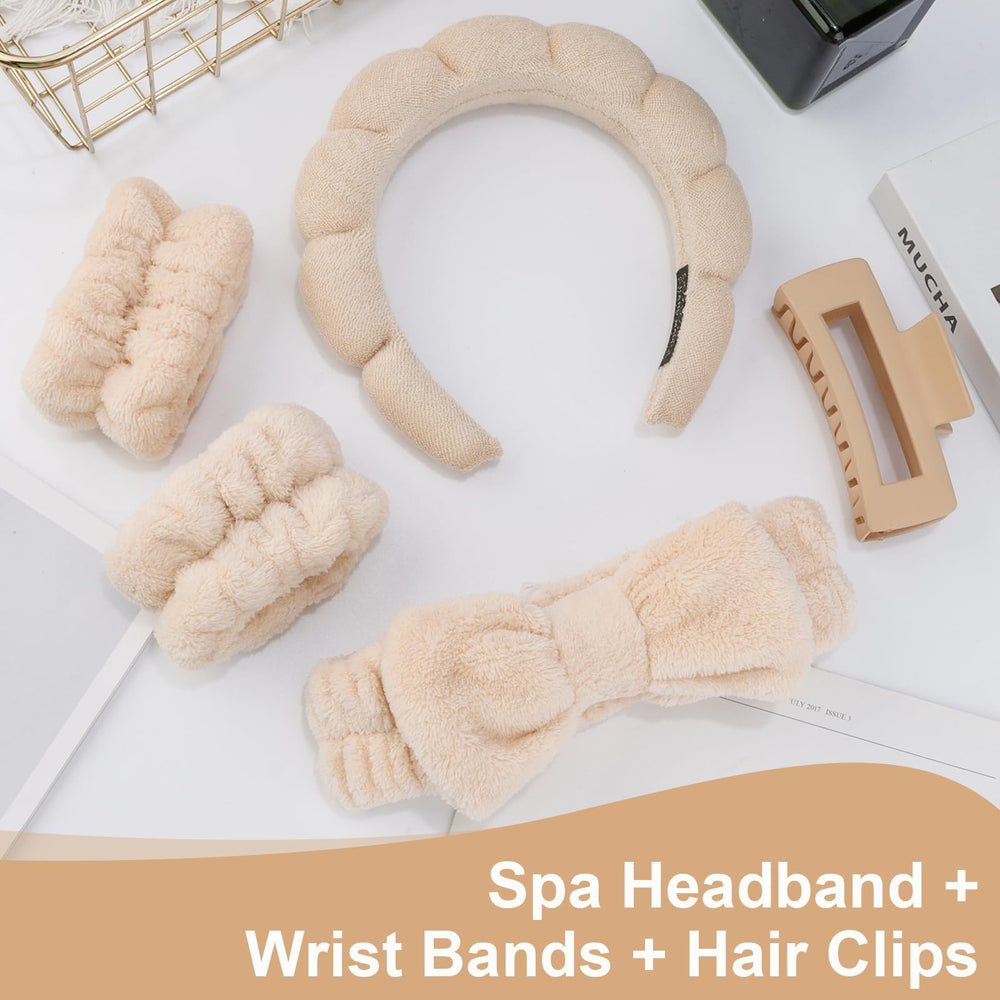 Canitor headband cloud fabric holds hair back during cleansing and mask time