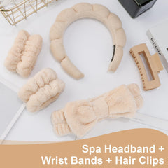Canitor headband cloud fabric holds hair back during cleansing and mask time