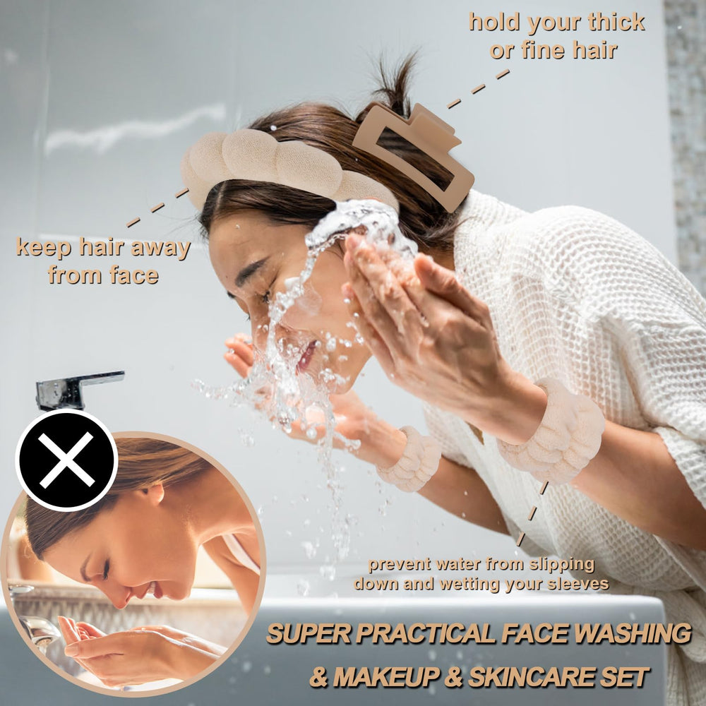 Canitor spa wristbands absorbent cotton keep sleeves dry during cleansing.