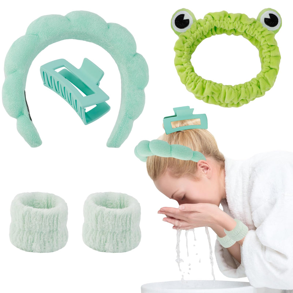 Canitor two-styles headbands set prevents hair interference during masks and cleansers.