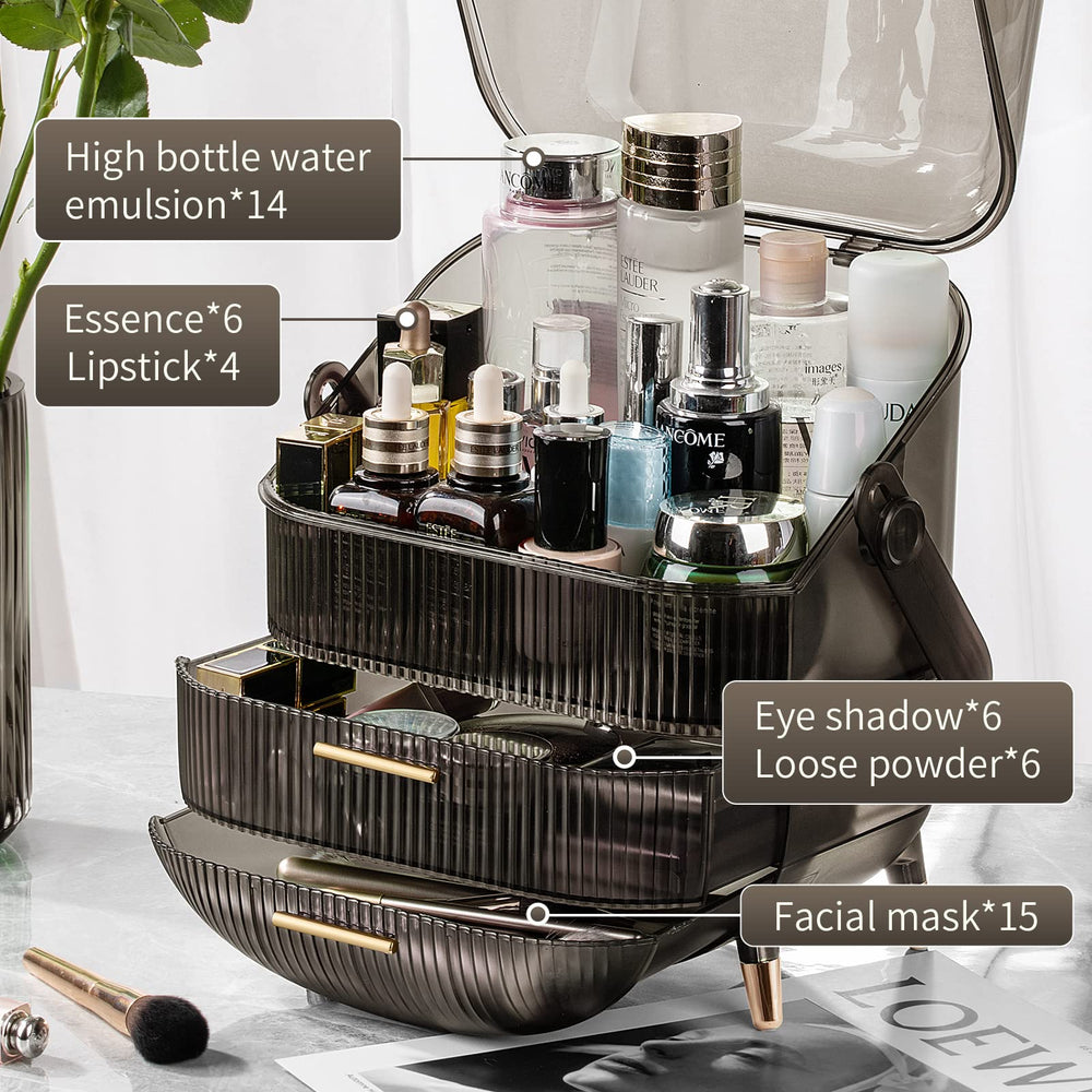CANITORON makeup organizer open drawers showing large capacity storage convenience