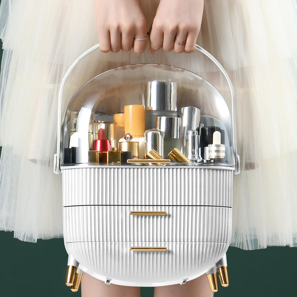CANITORON makeup organizer lipstick area keeps 4 lipsticks organized for easy selection.