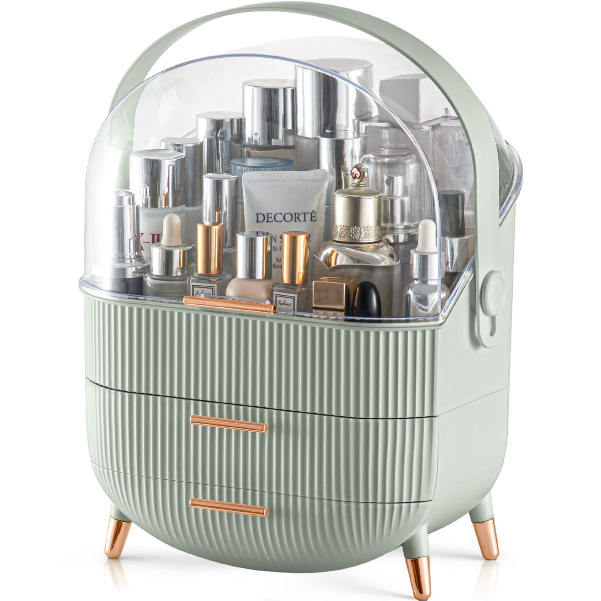 CANITORON makeup organizer sage green front view for organized vanity storage