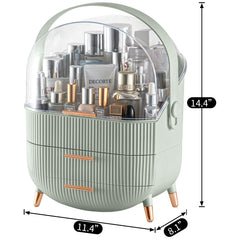 CANITORON makeup organizer sage green top lid display keeps cosmetics dust-free