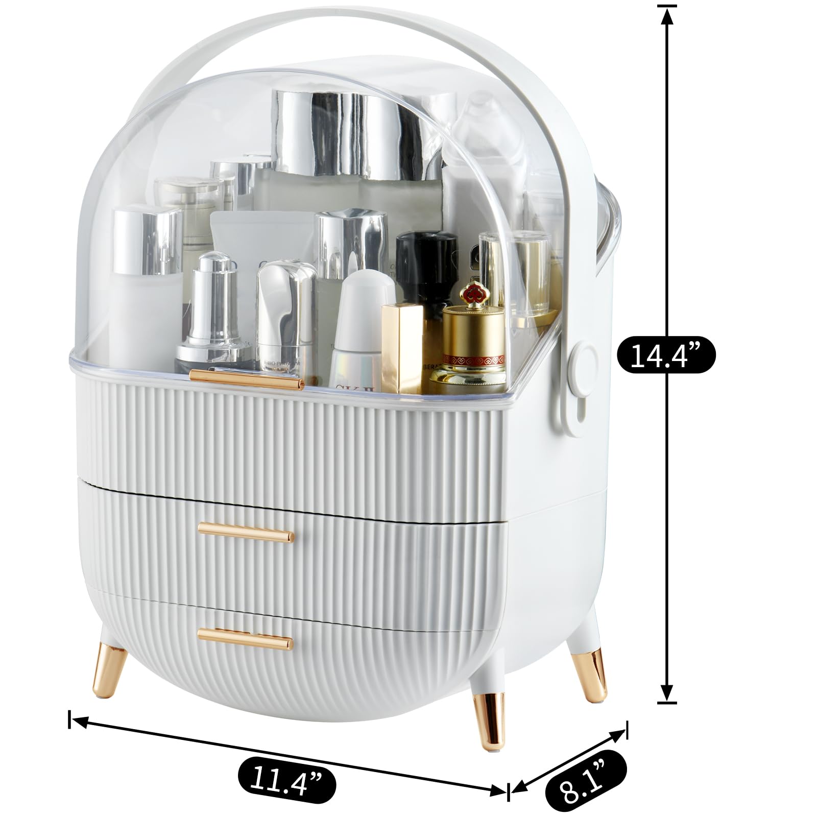 CANITORON makeup organizer with top lid open for easy access.