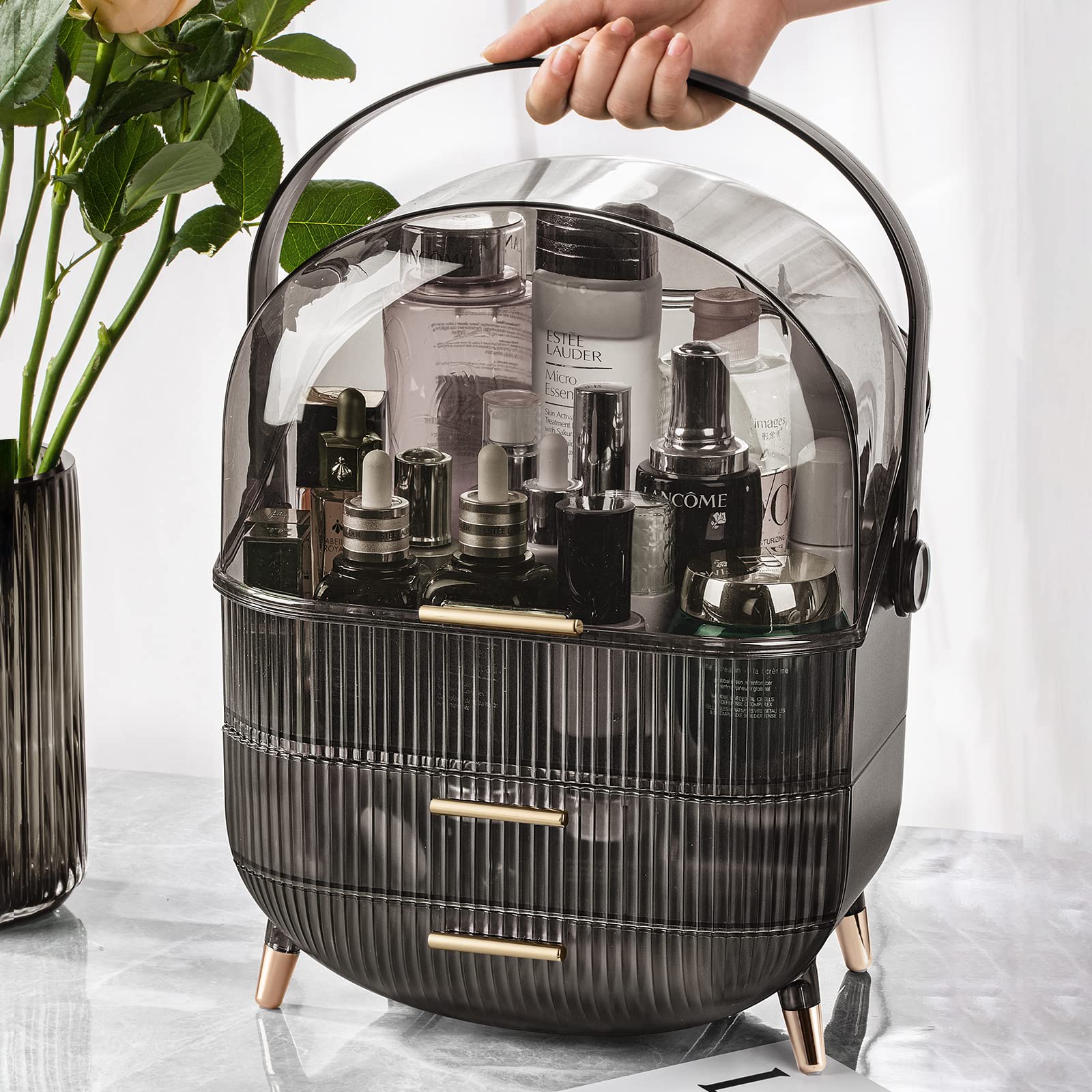 CANITORON makeup organizer in vanity setup boosts tidiness and routine efficiency